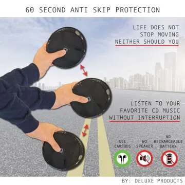 Deluxe Products CD Player Portable with 60 Second Anti Skip, Stereo Earbuds, Includes Aux in Cable and AC USB Power Cable for use at Home or in Car