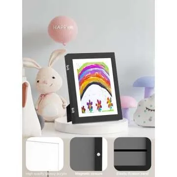 Orionstar Kids Art Frames, Artwork Picture Frames Changeable with Stand, Front Opening Picture Display Frames Holds 100 Paper Pcs, Artwork Display Storage Frames for Children, Desk, Home and Office,