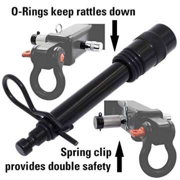 TowWorks 79852 Keyed Alike 5/8" Trailer Hitch Lock Set for Adjustable Channel Mounts, Double Safety ...