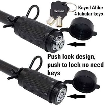 TowWorks 79852 Keyed Alike 5/8" Trailer Hitch Lock Set for Adjustable Channel Mounts, Double Safety Heavy Duty Tow Hitch Receiver Locking Pins fit Class III - V Hitches