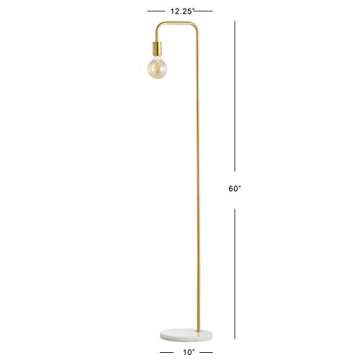 JONATHAN Y JYL1095A Vega 60" Minimalist Edison Metal/Marble Floor Lamp Glam,Transitional,Modern,Minimalist,Midcentury,Contemporary for Bedrooms, Living Room, Office, Reading, Gold