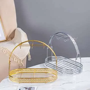 Piscepio Mug Holder Coffee Mug Rack Coffee Cup Holder Stand Dishes Organizer Wrought Iron Mug Drainer Storage Drying Rack for Counter Cabinet Table Kitchen Restaurant Office (Gold A)