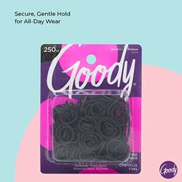 Goody Ouchless Womens Polyband Elastic Hair Tie - 250 Count, Black - Fine Hair - Hair Accessories to Style With Ease and Keep Your Hair Secured - Perfect for Fun and Unique Hairstyles - Pain-Free