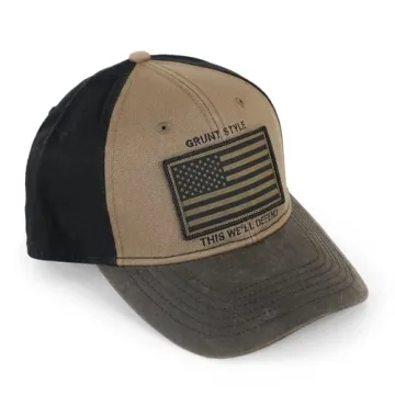 Grunt Style Veteran Flag Hat - Brown Cap, One Size