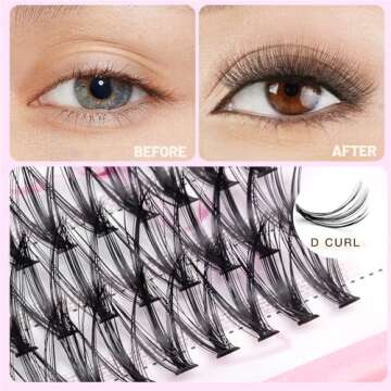 Dedila 8/10/12/14/16/17/18/20mm 60pcs 20 Root Grafting Individual False Eyelashes Mink Natural Long Eye Lashes Cluster Extension Makeup Beauty Fake Eyelash (18mm)