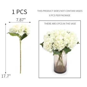Kimura's Cabin 6 Pcs Luxury Silk White Hydrangeas