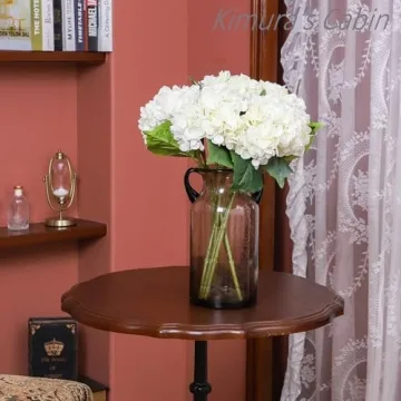 Kimura's Cabin 6 Pcs Luxury Silk White Hydrangeas