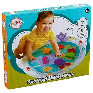 playkidz Seaworld Water Mat, Tummy Time Activity Playmat. Promotes Sensory Stimulation and Baby Development, Super Durable Infant and Toddler Water Mat