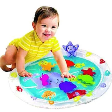 playkidz Seaworld Water Mat, Tummy Time Activity Playmat. Promotes Sensory Stimulation and Baby Development, Super Durable Infant and Toddler Water Mat