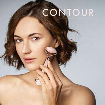 Fancii Rose Quartz Facial Roller Massager for Face, Eyes and Body - Anti-Aging Jade Beauty Skincare Tool Made with 100% Brazilian Quartz Stone (Aeva)