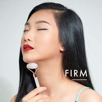 Fancii Rose Quartz Facial Roller Massager for Face, Eyes and Body - Anti-Aging Jade Beauty Skincare Tool Made with 100% Brazilian Quartz Stone (Aeva)