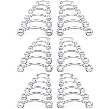 SCERRING 36PCS 16G Stainless Steel Eyebrow Tragus Helix Rook Daith Earrings Tongue Nipple Belly Lip ...