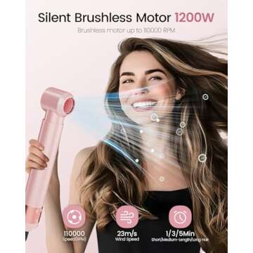 Tzmovqix Multi Hair Styler, 5 in 1 High-Speed Negative Hair Dryer Brush Hot Air Brush with Auto-Wrap Curlers, for Curling Volumizing Straightening Styling Pink