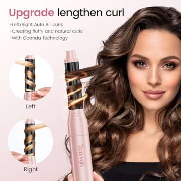 Tzmovqix Multi Hair Styler, 5 in 1 High-Speed Negative Hair Dryer Brush Hot Air Brush with Auto-Wrap Curlers, for Curling Volumizing Straightening Styling Pink