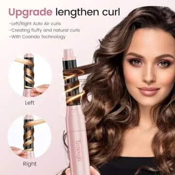 Tzmovqix Multi Hair Styler, 5 in 1 High-Speed Negative Hair Dryer Brush Hot Air Brush with Auto-Wrap Curlers, for Curling Volumizing Straightening Styling Pink