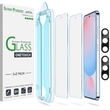 amFilm Auto-Alignment OneTouch for Samsung Galaxy S24 FE 6.7'' Screen Protector + Camera Lens Protec...