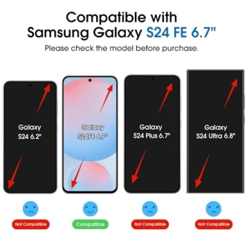 amFilm Auto-Alignment OneTouch for Samsung Galaxy S24 FE 6.7'' Screen Protector + Camera Lens Protector,Tempered Glass,30 Seconds Installation, Bubble Free, Case Friendly, Anti-Scratch [2+2 Pack]