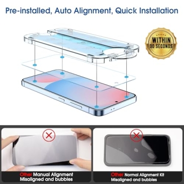 amFilm Auto-Alignment OneTouch for Samsung Galaxy S24 FE 6.7'' Screen Protector + Camera Lens Protector,Tempered Glass,30 Seconds Installation, Bubble Free, Case Friendly, Anti-Scratch [2+2 Pack]