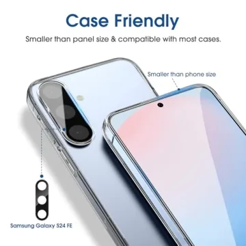 amFilm Auto-Alignment OneTouch for Samsung Galaxy S24 FE 6.7'' Screen Protector + Camera Lens Protector,Tempered Glass,30 Seconds Installation, Bubble Free, Case Friendly, Anti-Scratch [2+2 Pack]