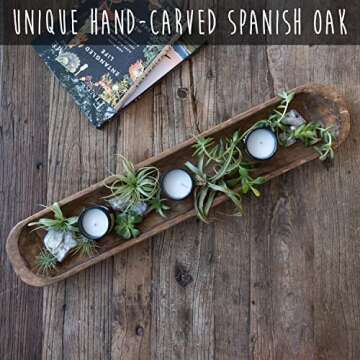 Decorative Wooden Dough Bowl Decor Approx 30 Inch, Hand Carved Rustic Wood Long Dough Bowl, Large Carved Dough Bowl, Long Wooden Bowl, Bread Shaped Bowl Wooden Large Dough Bowl Centerpiece Made in USA