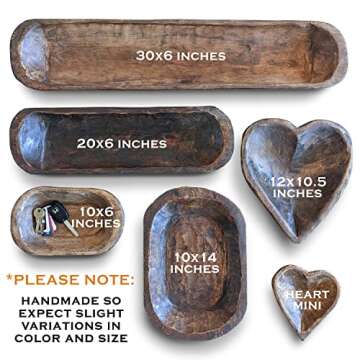 Decorative Wooden Dough Bowl Decor Approx 30 Inch, Hand Carved Rustic Wood Long Dough Bowl, Large Carved Dough Bowl, Long Wooden Bowl, Bread Shaped Bowl Wooden Large Dough Bowl Centerpiece Made in USA