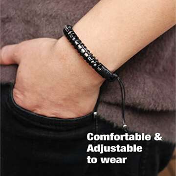 Mens Gifts Valentines Day Gifts for Boyfriend I Love You Gifts for Men Him Morse Code Anniversary Bracelets Gifts for Husband Inspirational Mens Bracelets Dad Gifts from Daughter Jewelry