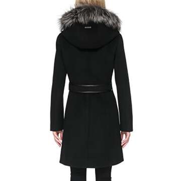 Soia & Kyo Women's Charlena-FX Slim-fit Wool Coat with Removable bib, Black, S