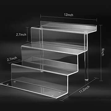 12 Inch Acrylic Shelf for Perfume Organizer in 3 Pack, 4 Tier Funko POP Shelves, Cologne Organizer T...