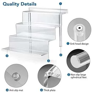 12 Inch Acrylic Shelf for Perfume Organizer in 3 Pack, 4 Tier Funko POP Shelves, Cologne Organizer Tiered Riser Display Stand, Acrylic Display for Decoration and Organizer