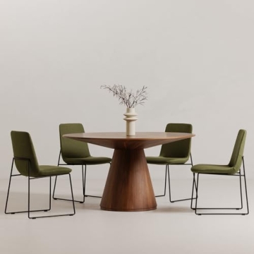 Stylish Walnut Round Dining Table for Family Gatherings