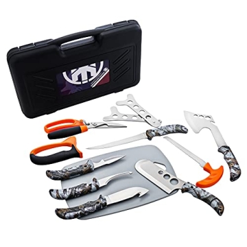 KNINE OUTDOORS 12 Piece Hunting Knife Set for Deer Processing