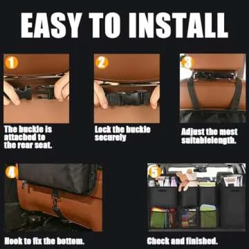 BESULEN Car Trunk Organizer, Hanging Cargo Bag with Large Pockets, Zippers Detachable Seat Back Storage with Lids, Equipped with Elastic Net, Foldable Space Saving Expert for Car, SUV, Van (Black)