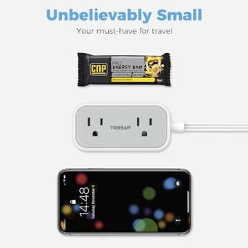 Small Flat Plug Power Strip for Cruise Ship, TESSAN Ultra Thin Extension Cord with 3 USB (1 USB C) and 2 Outlets Mini Charging Station, 5 ft Slim Plug for Travel Office School Dorm Room Essentials