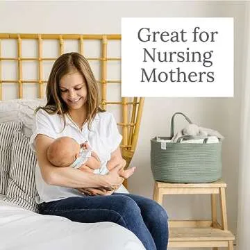 Natemia Baby Diaper Caddy Organizer - Rope Nursery Basket - Woven Baby Storage Basket for Newborn - Woven Diaper Caddy