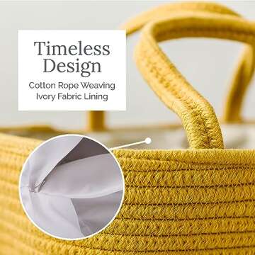 Natemia Baby Diaper Caddy Organizer - Rope Nursery Basket - Woven Baby Storage Basket for Newborn - Woven Diaper Caddy