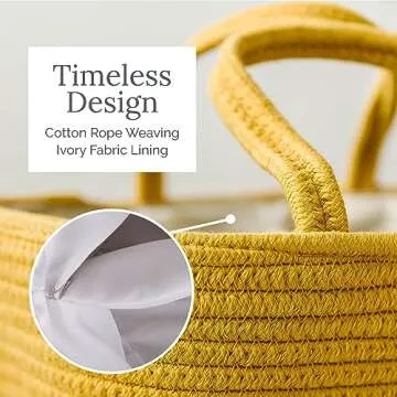Natemia Baby Diaper Caddy Organizer - Rope Nursery Basket - Woven Baby Storage Basket for Newborn - Woven Diaper Caddy