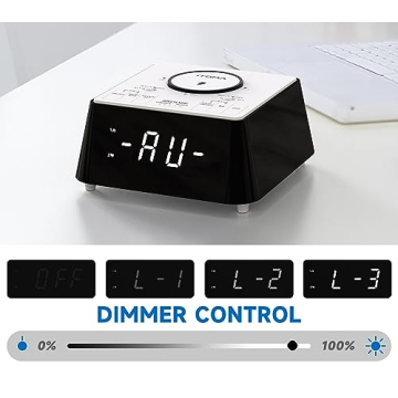 Wireless Charging Alarm Clock Radio with Dual Alarm and Bluetooth