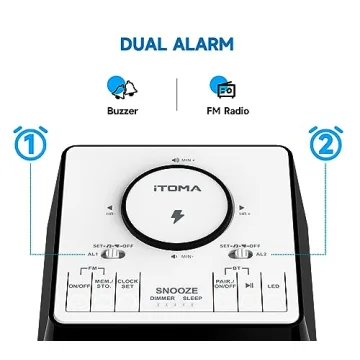 Wireless Charging Alarm Clock Radio with Dual Alarm and Bluetooth