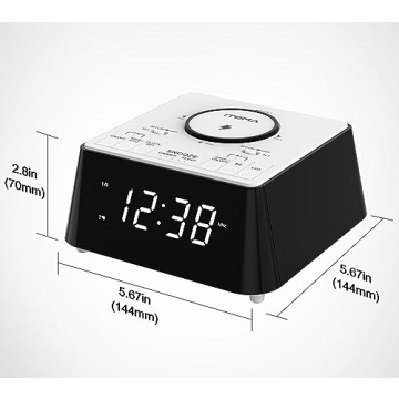 Wireless Charging Alarm Clock Radio with Dual Alarm and Bluetooth