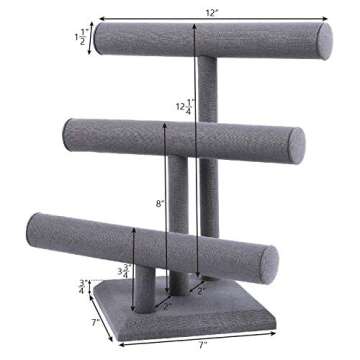 Mooca Linen Triple Jewelry Display Stand Holder Perfect for Bracelet Bangle Watch for Home Organizat...