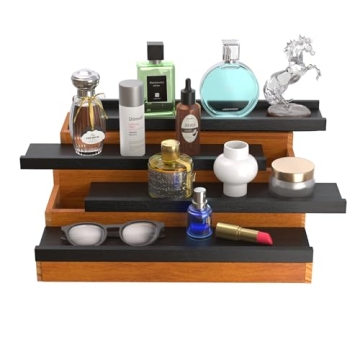 𝐖𝐖𝐌𝐅𝐒 Cologne Organizer for Men, 4-Tier Elevated Cologne Display Shelf with Concealed...