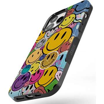 Casely iPhone 14 Pro Max Case | All Smiles | Smiley Face Sticker | Compatible with MagSafe