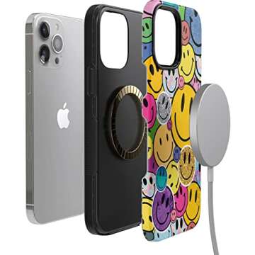 Casely iPhone 14 Pro Max Case | All Smiles | Smiley Face Sticker | Compatible with MagSafe