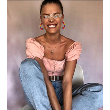 Geometric Octagon Hoop Earrings Raffia Handmade Earrings Statement Earrings for Women