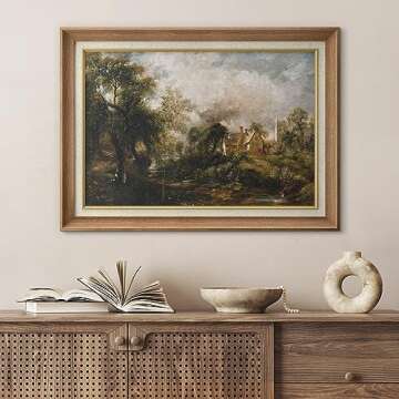 SIGNFORD Premium Framed Wall Art Print Autumn Fall Forest Tree Landscape Nature Wilderness Illustrat...