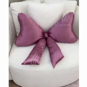 Luxape Bow Pillow - Big Bow Throw Pillow - Bow Shaped Pillow - Silky Satin - Coquette Decor - Bow Room Decor - Pink Bow Pillow - Bow Nursery Decor - Pink Room Decor