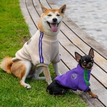 Hug Pupee Dog Clothes Small Dogs Fleece Jacket Crewneck Coat Cozy Warm Winter Clothing Zip up Sweater for Tiny Puppy Jack Russell Brussels Griffon Papillon Bichon Pomeranian - Purple Large