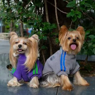 Hug Pupee Dog Clothes Small Dogs Fleece Jacket Crewneck Coat Cozy Warm Winter Clothing Zip up Sweater for Tiny Puppy Jack Russell Brussels Griffon Papillon Bichon Pomeranian - Purple Large