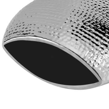 Torre & Tagus Helio 10" Tall Handmade Silver Decorative Vase with Hammered Texture, Traditional Flower Vase Chrome Decor, Chrome Vases Home Decor, Silver Table Decor Modern Wedding Decor (8.25x9.75)