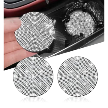 NBTEPEM 2pcs Bling Car Cup Holder Coaster, 2.75 inch Anti-Slip Shockproof Universal Fashion Coasters...